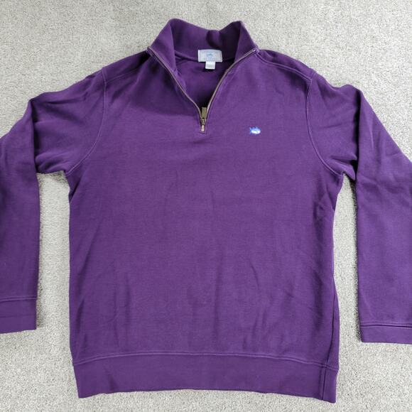 Southern Tide The Skip Jack Sweater Mens M Purple Ribbed Knit 1/4 Zip Logo - Picture 14 of 15